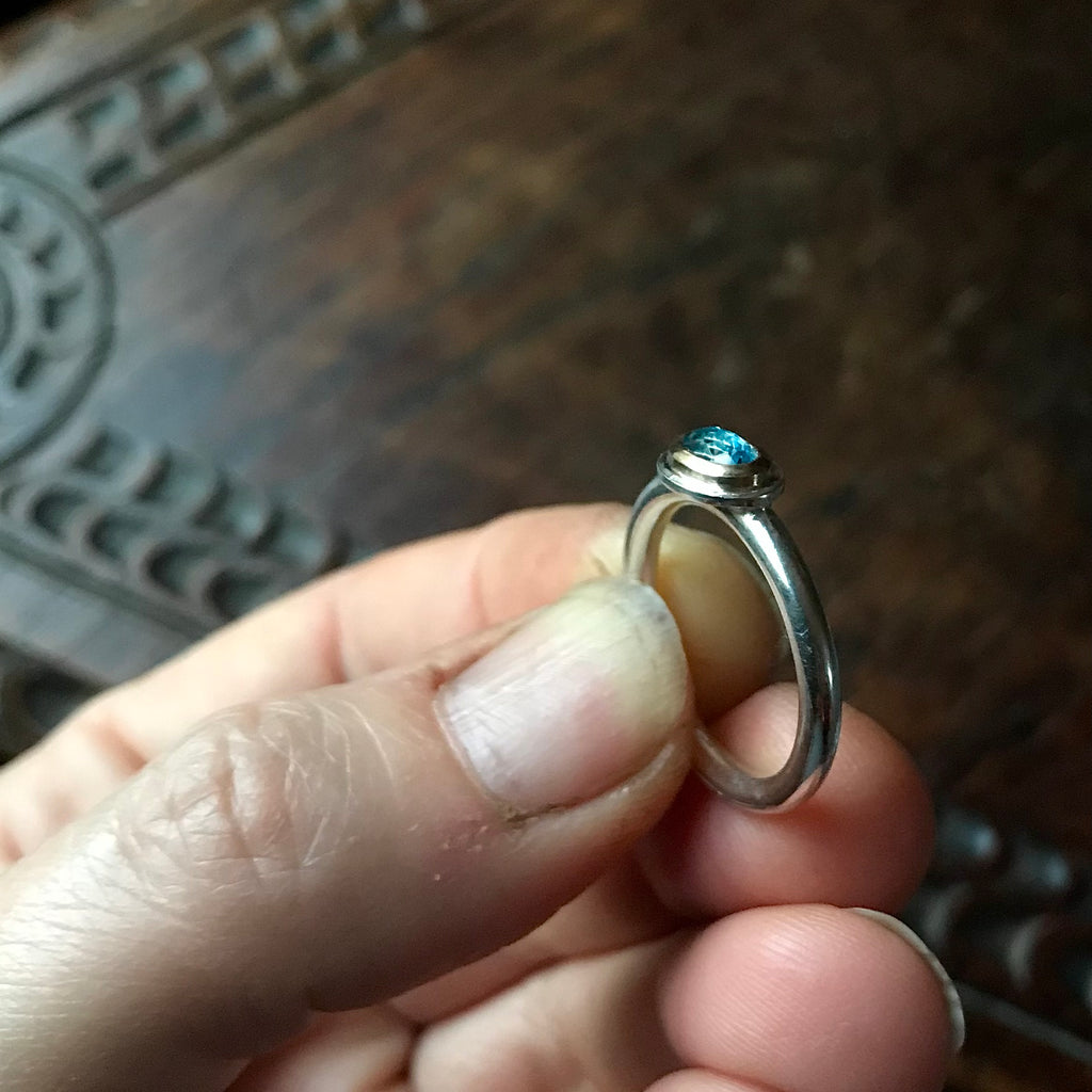Swiss blue topaz ring