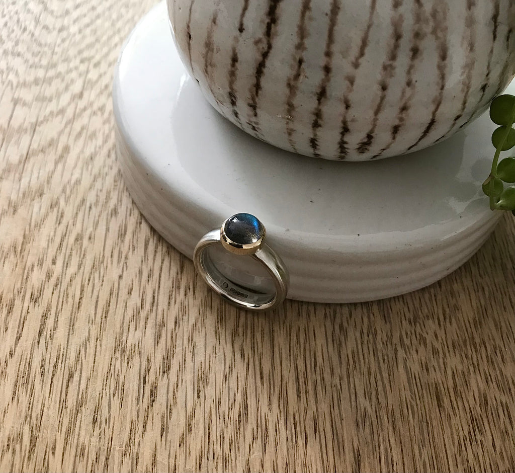 Labradorite gold & silver ring