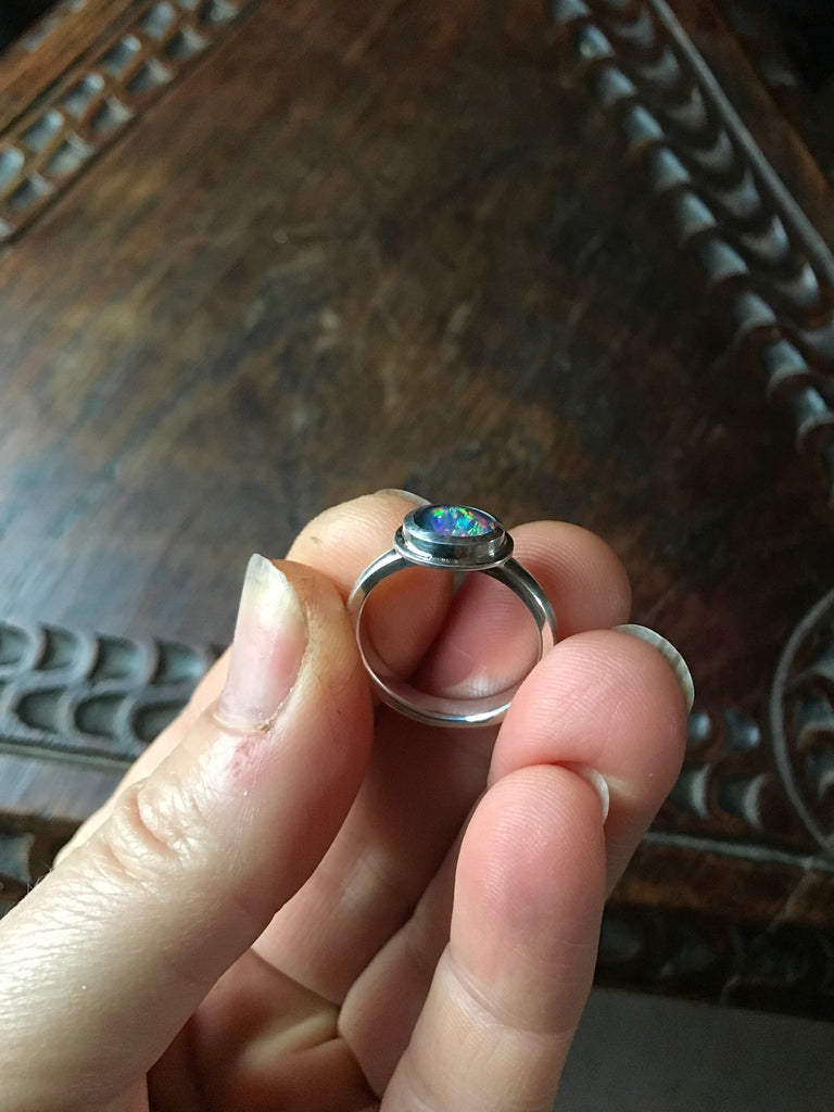 Opal triplet & silver ring