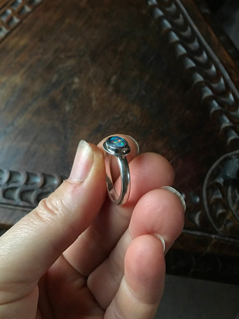 Opal triplet & silver ring