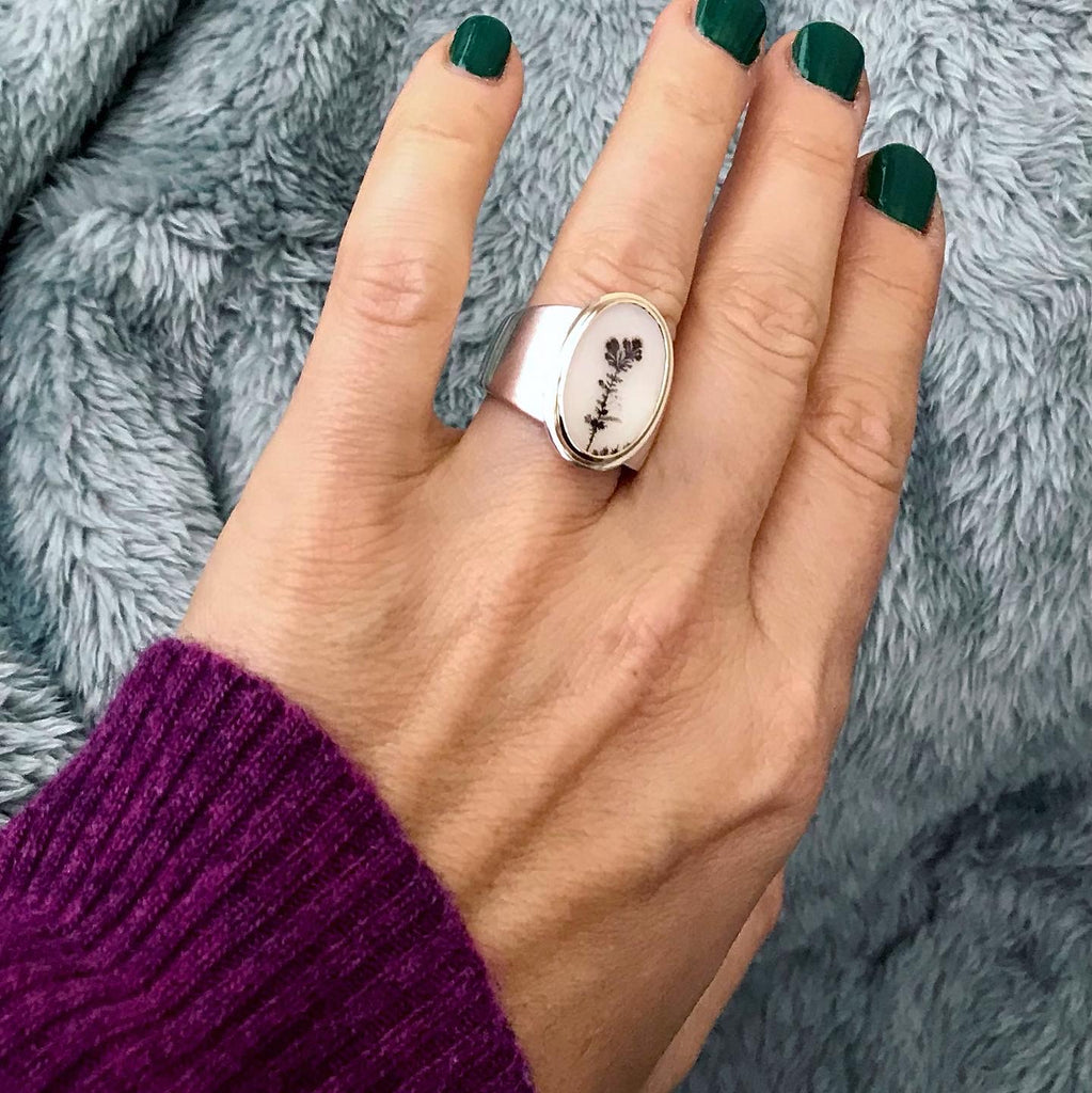 Dendritic Agate statement ring.