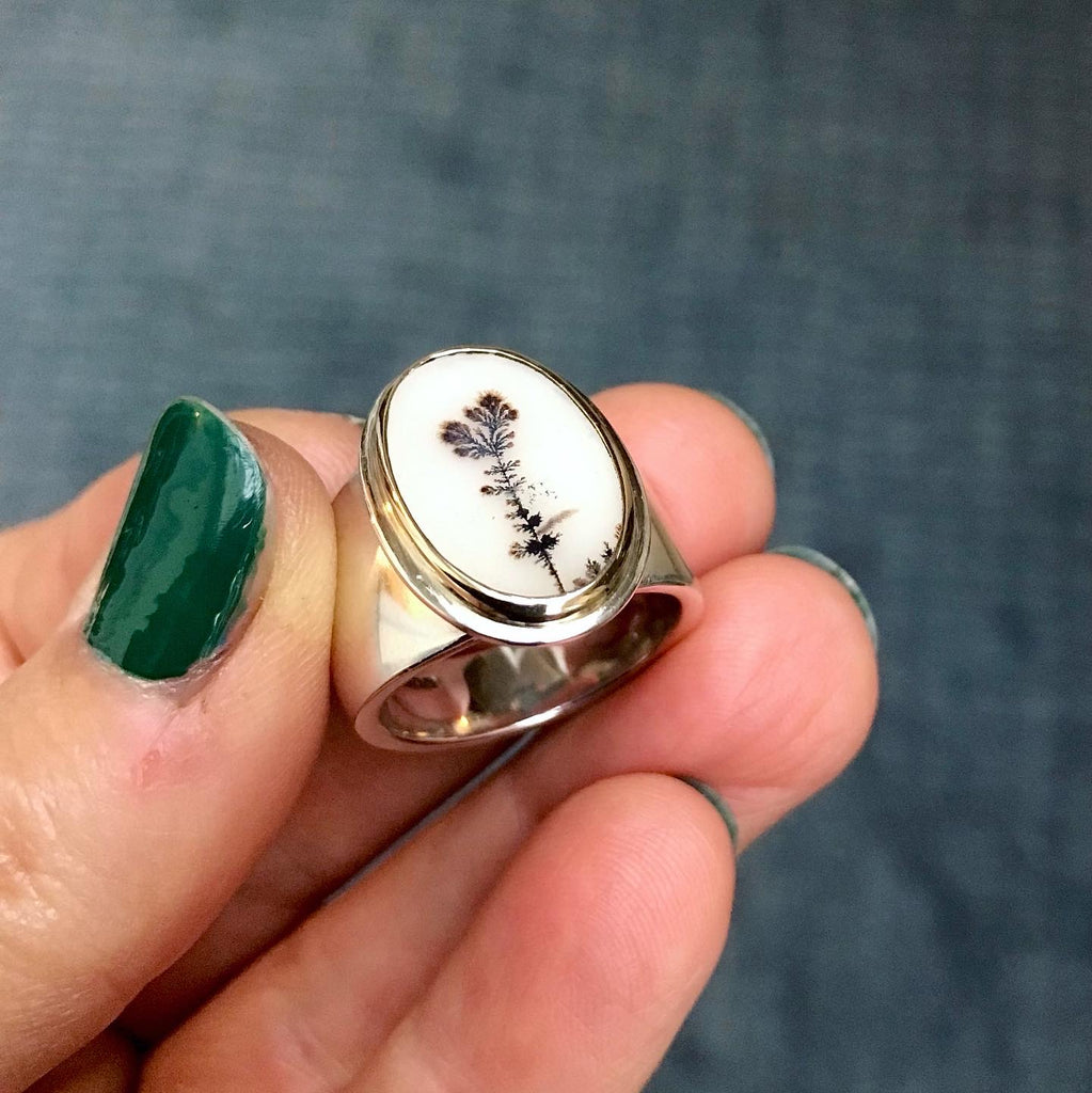Dendritic Agate statement ring.