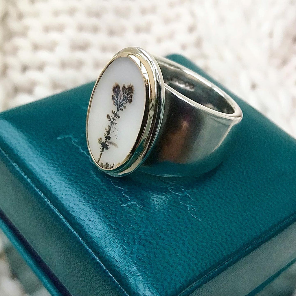 Dendritic Agate statement ring.