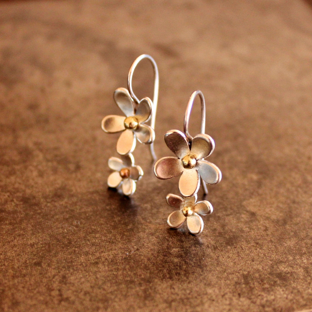 'Wildflower' double daisy drop earrings