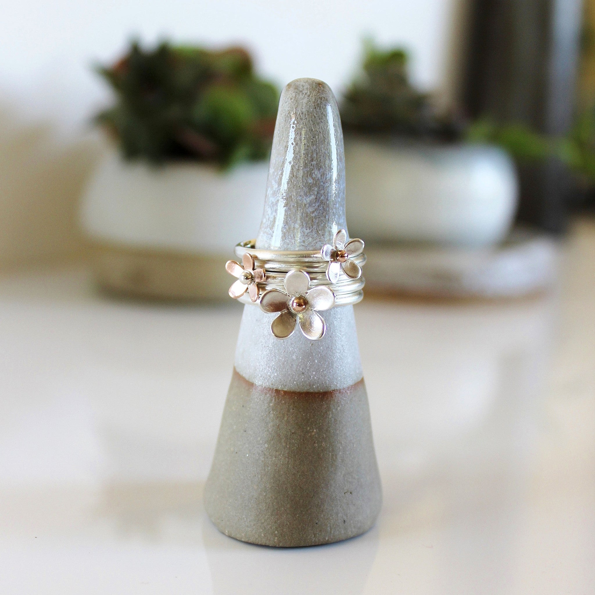 Wondrous Pearl Twinkle Stacking Rings